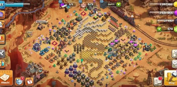 COC178 Max TH15 With Cowboy World Scenery, 5 Builders, Hero Equipment Gauntlet Magic Mirror Fireball 